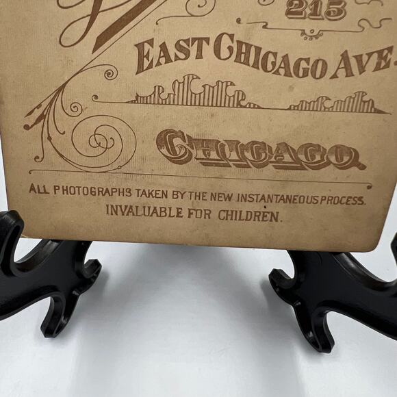 Antique Mounted Black White Photo Gown Baby 1800's 215 East Chicago Avenue - Picture 6 of 11